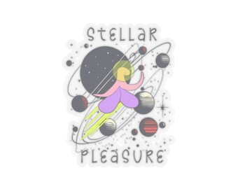 Clitoris in Space, Stellar Pleasure, Kiss-Cut Stickers, funny stickers, sexual wellness, sex educator, funny, clitoris education, female