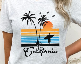 California Beach Surfer, California Adventure Shirt, California Shirt, California Tropicals, California Patch Tee, Cali Shirt