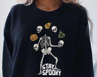 Dancing Skeleton Sweatshirt, Pumpkin Sweater, Pumpkin Skeleton Shirt, Fall Sweatshirt, Halloween Party Shirt, Fall Halloween Shirt