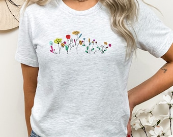 Wildflower shirt,  Wild Flowers Tshirt, Floral Graphic Tee, Flower T-Shirt, Gift for Her, Botanical Shirt, Ladies Shirt, Nature Lover Shirt