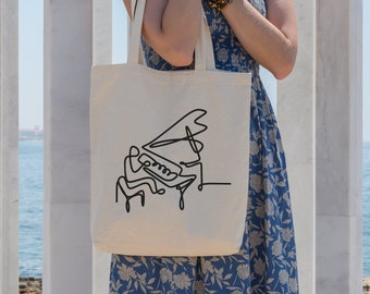 Piano Tote Bag, Piano Teacher Gift, Piano Instructor, Gift for Piano Teacher, Piano Gift, Piano Gifts, Music Notes, Pianist Gift