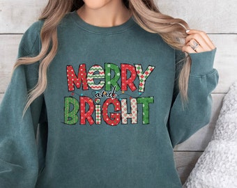 Merry and Bright Shirt, Christmas Sweatshirt, Merry Tree Shirt, Holiday Sweater, Christmas Gift, Christmas Tree Shirt, Merry Bright Shirt