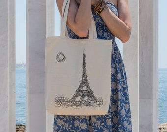 Paris tote bag, Eiffel Tower tote, Paris France gift, Gift for Paris Lover, France Souvenir, Bastille, Paris gift, French tote bag