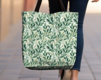 Flower Tote Bag, Sage Green, Sage Bag, Flower Bag, Trendy Tote Bag, Spring Tote, Garden Tote, Sage Aesthetic, Tote Bag, Flower Tote