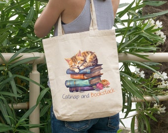 Fourre-tout de livre de chat, sac fourre-tout de chat, sac fourre-tout de livre, cadeau d’amant de livre, cadeau de maman de chat, fourre-tout de livre, cadeau d’amant de chat, sac fourre-tout mignon, sac à bandoulière de chat