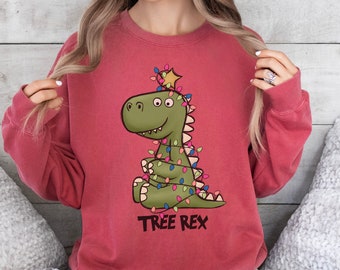 Tree Rex-tröja, familjejul, juldinosaurie, dinosaurietröja, jul-T-Rex, jultröja, julgranströja