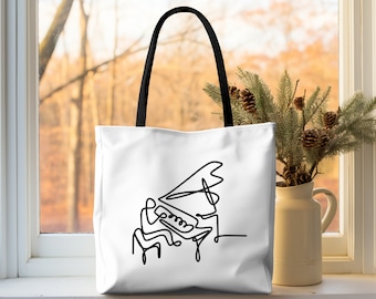 Piano Tote Bag, Piano Teacher Gift, Piano Instructor, Gift for Piano Teacher, Piano Gift, Piano Gifts, Music Notes, Pianist Gift