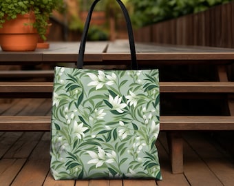 Flower Tote Bag, Sage Green, Sage Bag, Flower Bag, Trendy Tote Bag, Spring Tote, Garden Tote, Sage Aesthetic, Tote Bag, Flower Tote
