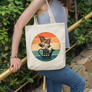 Fourre-tout en toile à imprimé botanique, sac fourre-tout floral, sac fourre-tout de jardin, sac fourre-tout Plant Lady, joli sac de jardinage, cadeau pour amoureux des plantes