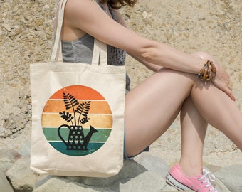 SAUIVD Canvas Tote Bag - Herbs Print Cotton Beach Bag For Women & Teachers