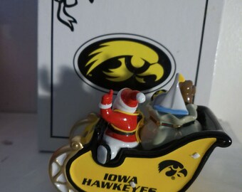 Collector Keepsake Iowa Hawkeye Santa Ornament