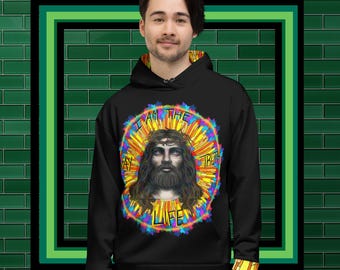 Stained glass Jesus in a crown of thorns Unisex Hoodie