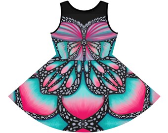 Girls' Butterfly Print Sundress - Perfect for Summer, Birthdays, Vacations, Playdates, Floral Dress, Kids Fashion, Toddler Dress