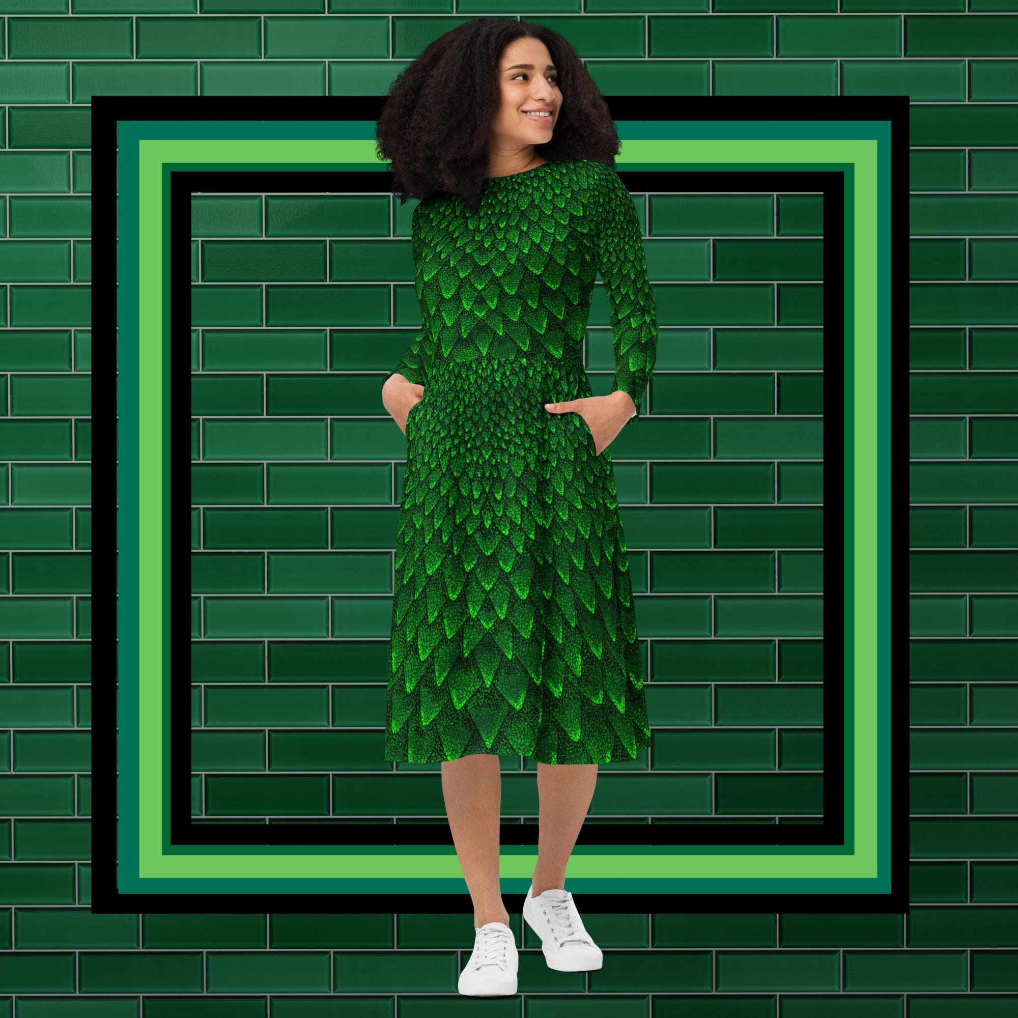 Green Snake Print Dress - Etsy