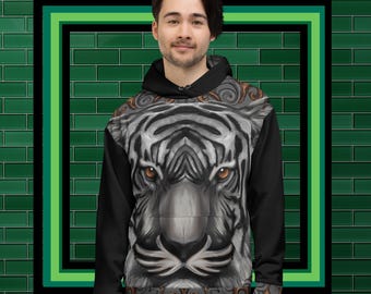 White Tiger Hooded Sweatshirt - Etsy