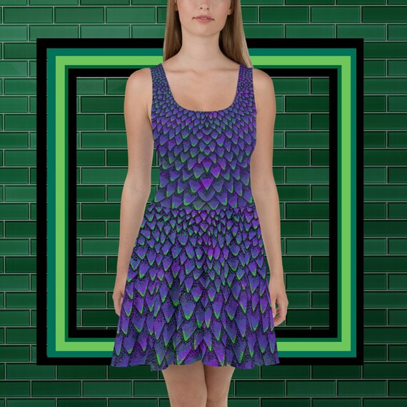 dark purple skater dress Dark purple dragon scales Skater Dress