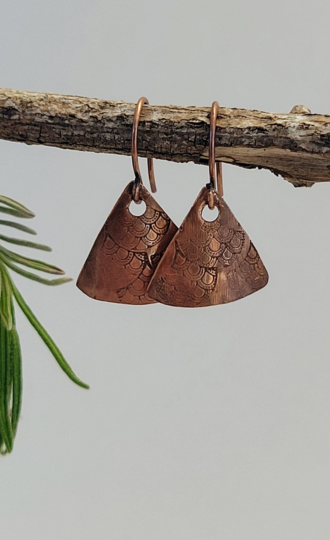 Dainty Copper Metal Earrings Fan Shape With Fan Art Deco Etsy