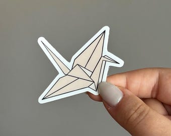 Sticker origami kraanvogel/Japans/waterdichte sticker/kleine papieren kraanvogel