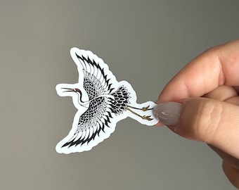 japanese crane sticker, birds, cute kawaii, waterproof, weatherproof