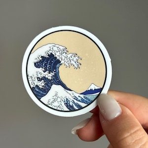 Adesivo da grande onda, adesivo de arte, adesivo de artista, adesivo fofo, kawaii, divertido, à prova d'água, resistente às intempéries, arte moderna, japonês, Japão