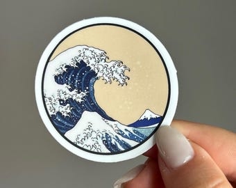 The great wave sticker, art sticker, artist sticker, cute sticker,kawaii, fun, waterproof, weatherproof,  modern art, japanese, japan