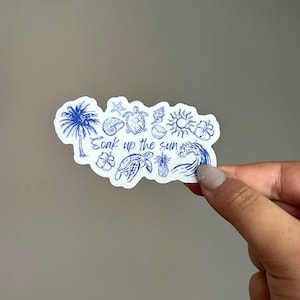 soak up the sun sticker, beach, summer, cute, adorable, funny meme, waterproof, weatherproof