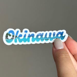 okinawa island sticker with ocean, japan, asian, cute, waterproof sticker