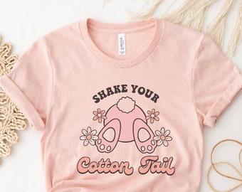 Shake Your Cotton Tail T-shirt, Funny Kids Shirt, Girls Easter Bunny T-shirt, Birthday Gift Shirt, Birthday Gift For Kids Shirt, Fun Shirt