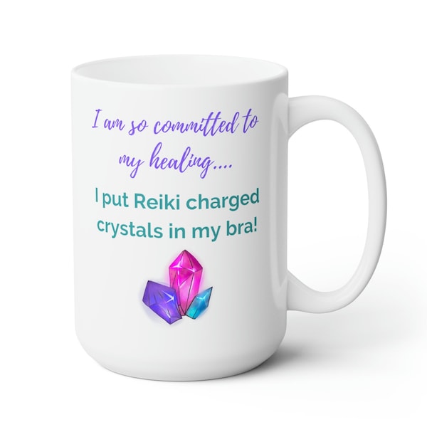 Ceramic Mug 15oz, Reiki Crystal Mug, Reiki Coffee Cup, Reiki Tea Cup, Reiki Mug, Spiritual, Spirituality, Reiki Practitioner