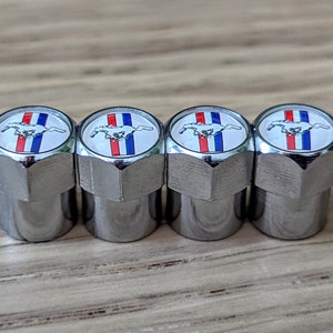 4x Tire Dust Caps Wheel Air Valve Stem Screw Covers Ford Mustang
