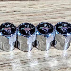 4x Tire Dust Caps Wheel Air Valve Stem Screw Covers Ford Mustang