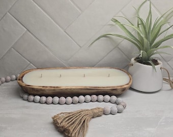 Dough Bowl Candle | Custom Candle | One of a Kind Candle | 4 Wick Wood Bowl Candle | Soy Candle | Scented Candle | Handpoured | Farmhouse