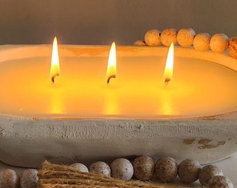 Dough Bowl Candle | Custom Candle | One of a Kind Candle | 3 Wick Wood Bowl Candle | Soy Candle | Scented Candle | Handpoured | Farmhouse