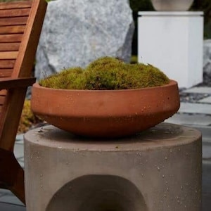 Terracotta Concrete Bowl, Flower Pot, Terracotta Concrete Planter, Indoor or Outdoor Planter, Newport Low Bowl, Floral Decor