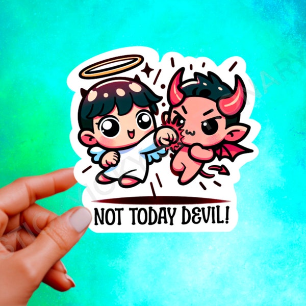 Not Today Devil, Kawaii Bible Stickers, Cute Devotional Stickers, Devotional Gifts, Inspirational Quotes, Funny Vinyl Stickers, Gift for Mom