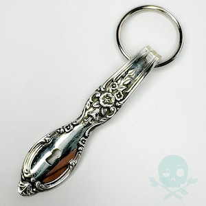 Antique Silverplate Spoon Handle Keyring with Keyhole Cutout