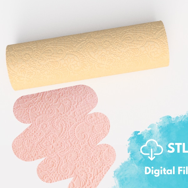 Rouleau de texture de dentelle de fichier STL numérique pour argile, outils d'argile, fichier 3D