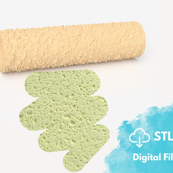 Digital STL File Sponge Texture Roller for Polymer Clay, Diy Earrings, Clay Tools, 3D File