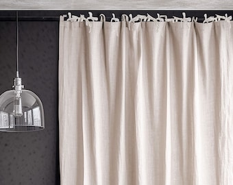 Tie top heavyweight stonewashed linen curtains for Living Room, Bedroom, Kitchen, Cafe