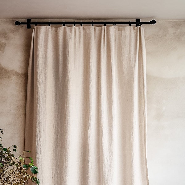 Linen Blackout Curtain Panel, Rod Pocket, Custom Size, Farmhouse Style