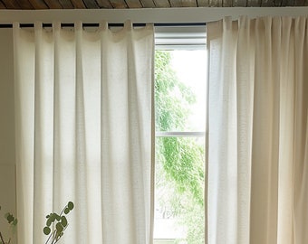 Linen grommet curtains  - linen cafe curtains  - eyelet linen curtain panel - grommet linen curtains for living room - farmhouse curtains