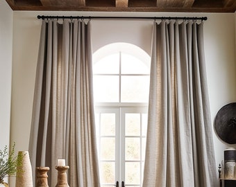 Rod tape linen curtains - linen curtains for living room - linen curtains bedroom - linen rod tape curtain panel - farmhouse curtains -