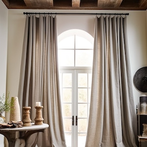 Rod tape linen curtains - linen curtains for living room - linen curtains bedroom - linen rod tape curtain panel - farmhouse curtains -