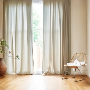 Rod pocket linen curtains - linen curtains bedroom - linen rod pocket curtain panel - farmhouse curtains - linen curtains for living room