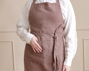 Linen apron with pockets. Gardening apron for women amd men. Unisex apron. Teacher apron, cooking apron, mom apron, gift for grandma