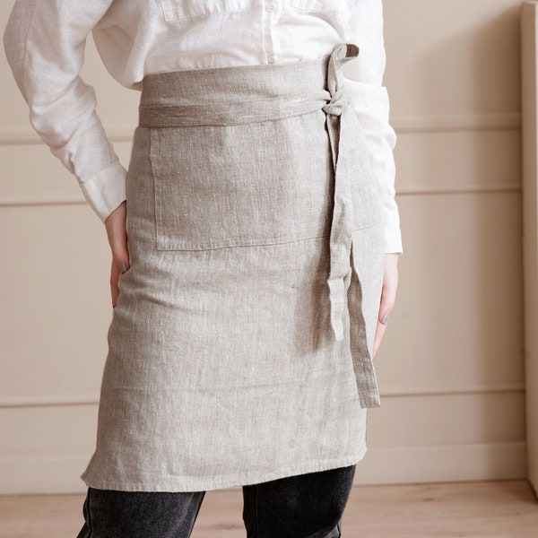 Linen Half Apron for Women in various colors - Linen apron half - apron for Baking, Crafting, Cooking, Gardening