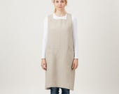 Linen cross back apron: Japanese style pinafore with pockets