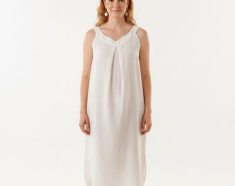 Sleeveless Linen Slip Dress: Lightweight, Organic, Maternity, Summer Nightgown