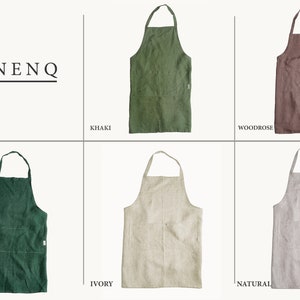 Linen Apron for Women, linen apron with pockets, full apron soft linen apron with pockets, Cooking apron, Gardening apron, woodworking apron image 5