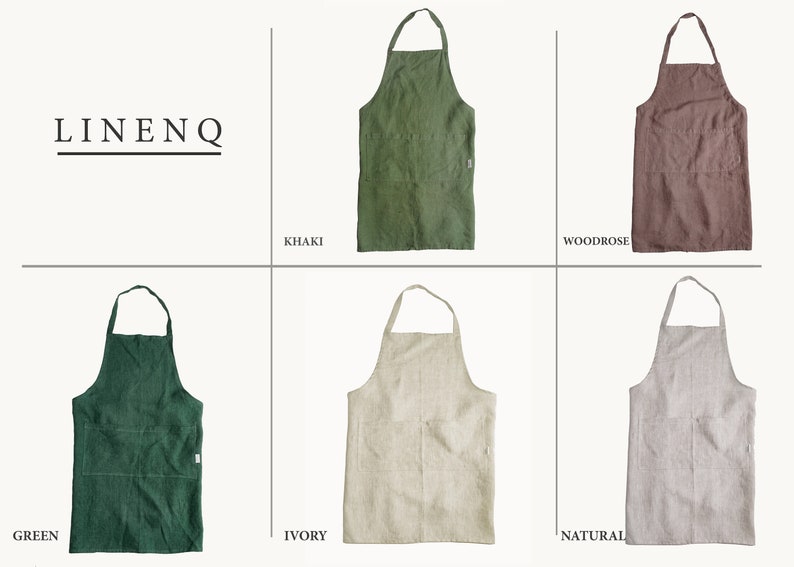 Linen Apron for Women, linen apron with pockets, full apron soft linen apron with pockets, Cooking apron, Gardening apron, woodworking apron image 5